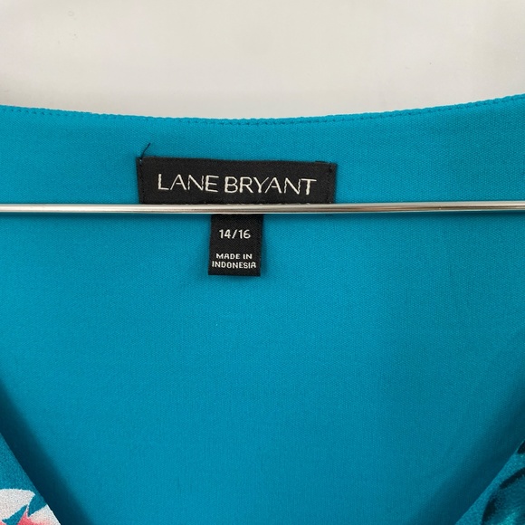 Lane Bryant V Neck Floral Blouse Blue Size 14 - Picture 2 of 4